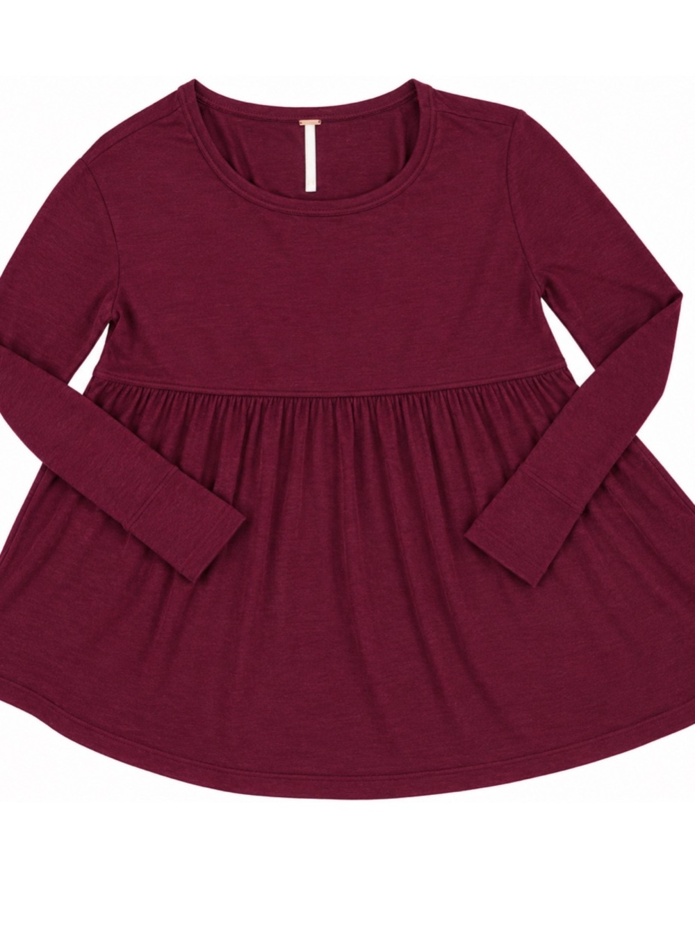 Free People Women’s Small Burgundy Long Sleeve Babydoll Tunic Top